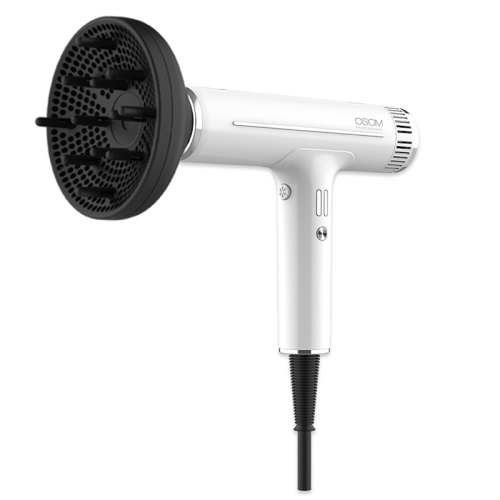 Plaukų džiovintuvas Osom Professional Hair Dryer OSOMDF06HDWH, baltos spalvos, ilgaamžis BLDC variklis, 1800 W