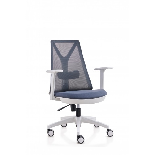 Biuro kėdė EDGE su reguliuojama juosmens pagalve, balta/pilka