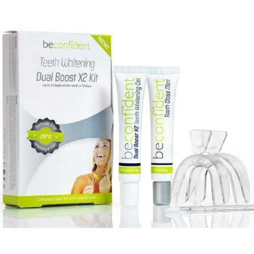 Dantų balinimo rinkinys BeConfident Teeth Whitening Dual Boost X2 Kit BEC122097, be peroksido, kapos,10 ml balinamasis gelis ir 10 ml žvilgesio dantims suteikianti priemonė