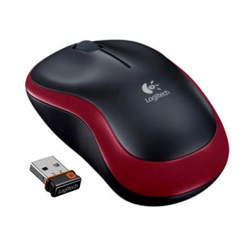 Pelė belaidė Logitech M185 USB (910-002240),  juoda/raudona