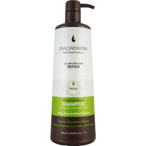 Neapsunkinantis plaukų drėkinamasis šampūnas Macadamia Weightless Repair Shampoo MAM100102, 1000 ml